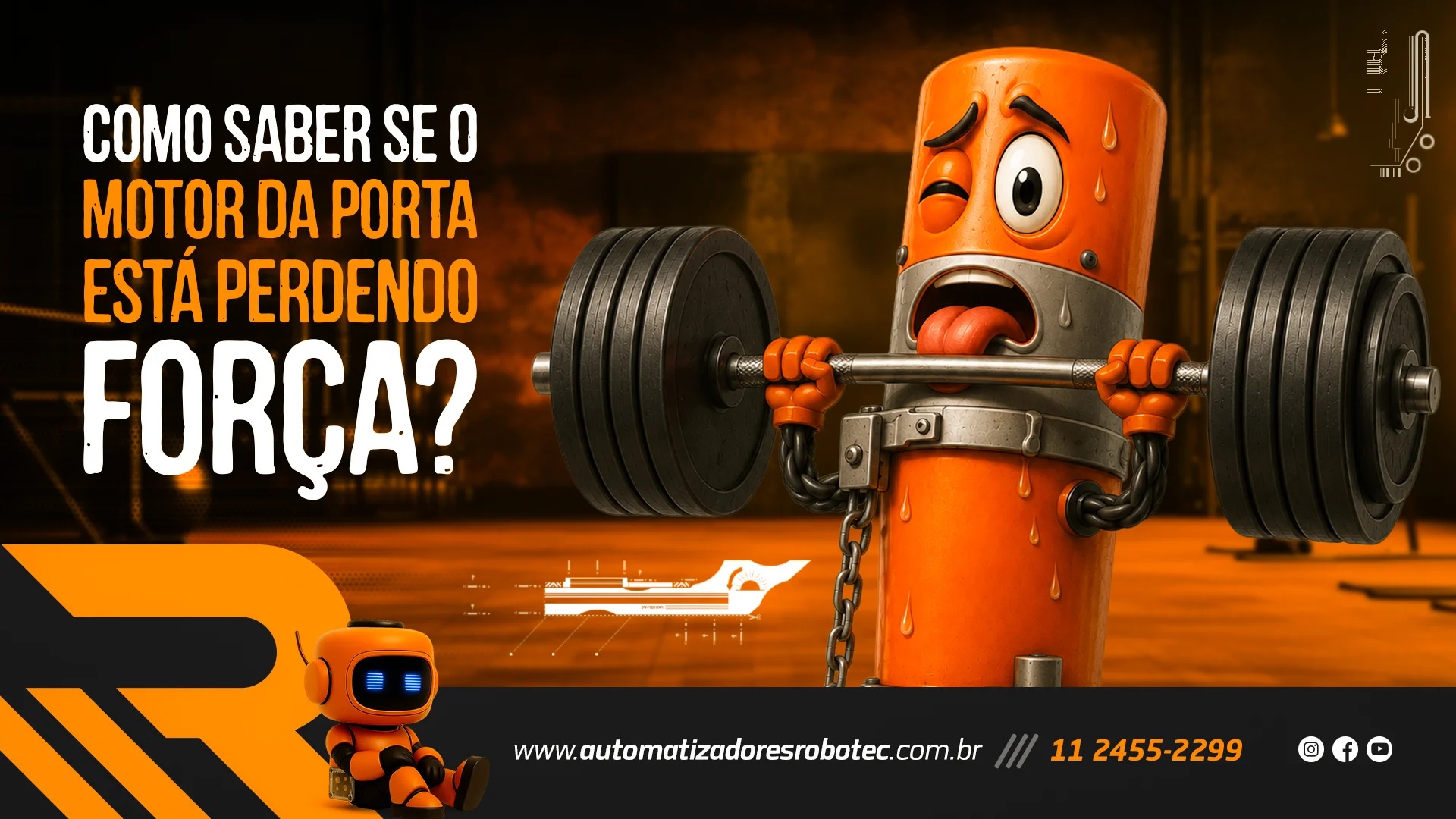 Como saber se o motor da porta está perdendo força?